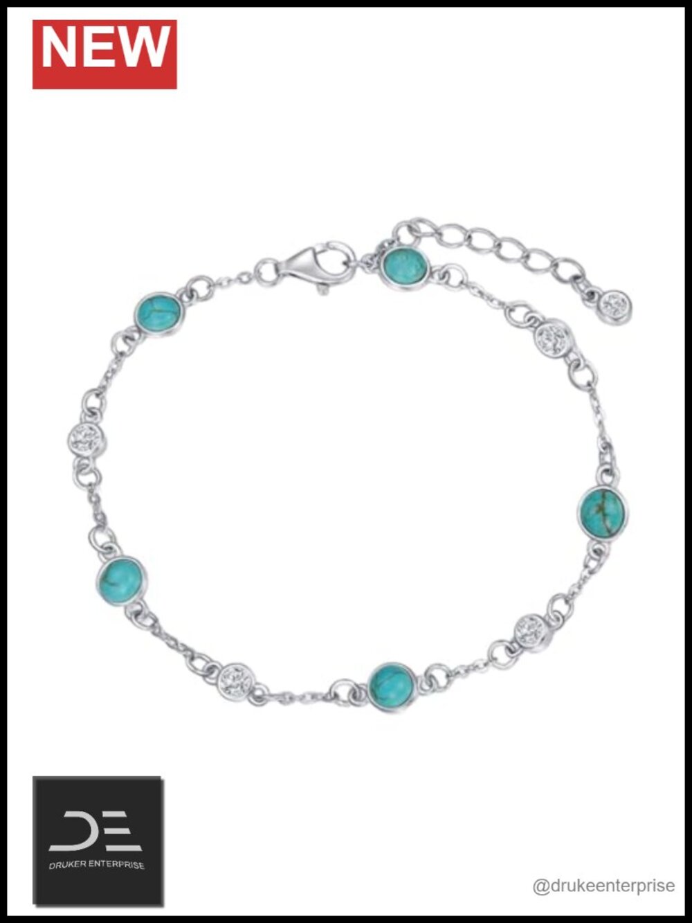 925 Sterling Silver Natural Turquoise Anklet Bracelet Beach Jewelry Gift